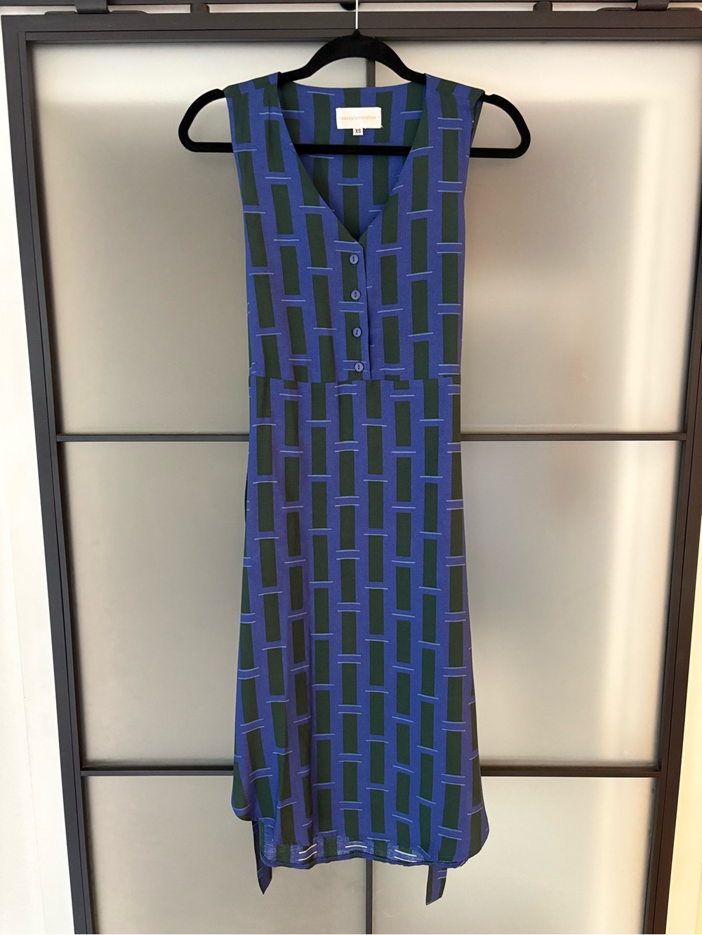 Corey Lynn Calter Blue and Green Sleeveless Midi Shift Dress